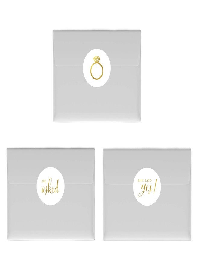 Andaz Press Chocolate Drop Labels Stickers, Wedding He Asked She Said Yes!, Metallic Gold Ink, 216-Pack, for Bridal Shower Engagement Kisses Party Favors Decor - Image 3